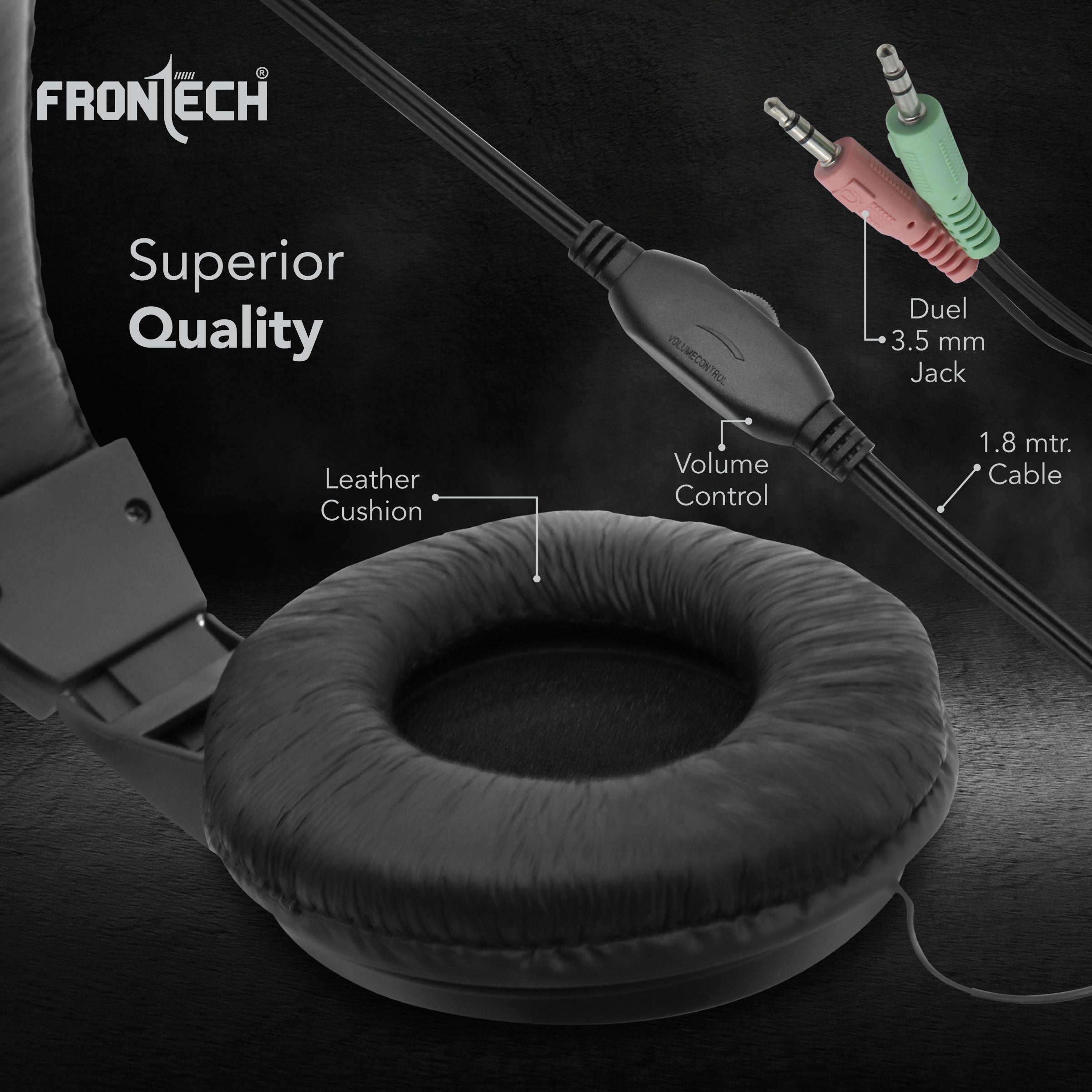 Frontech On-Ear USB Headphone | 40mm Drivers, Built-in Mic, Adjustable Boom (HF-3442) Frontech On-Ear USB Headphone | 40mm Drivers, Built-in Mic, Adjustable Boom (HF-3442)
